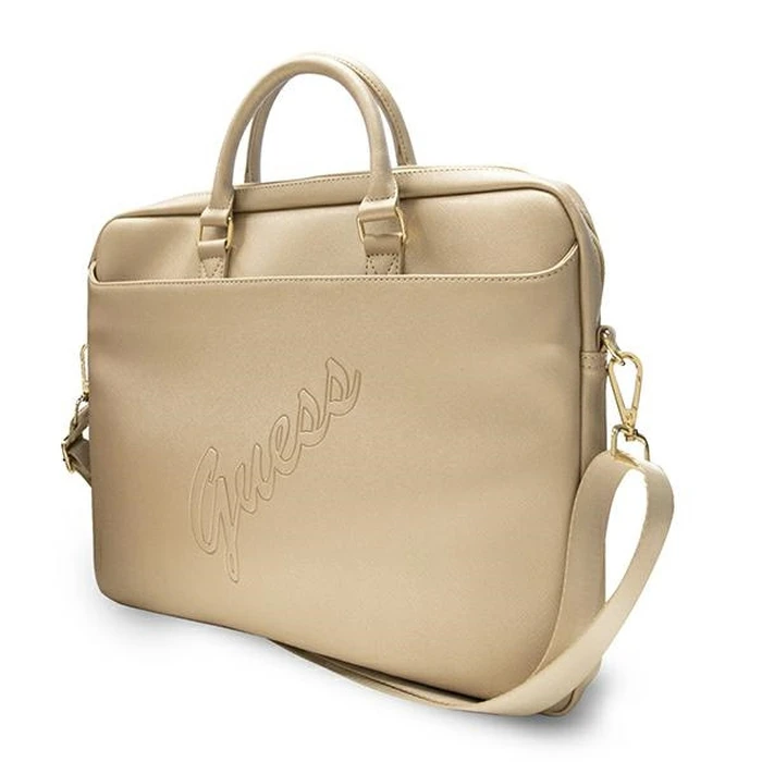 Guess UCB15PUSASLG 15 inch gold Saffiano Script