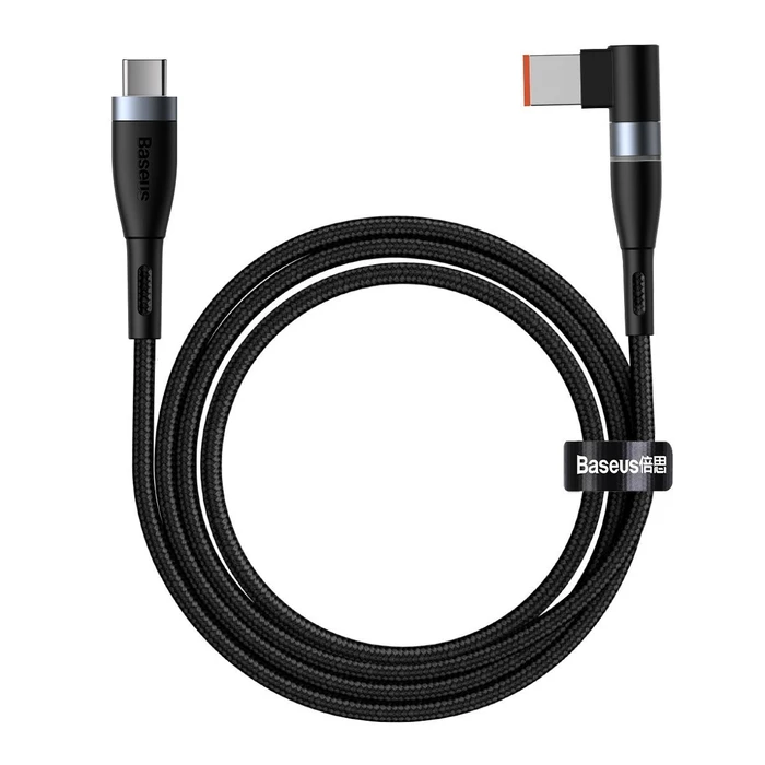 Baseus Zinc Magnetic Cable USB-C to DC rectangular, 100W, PD, 2m, angled (black)