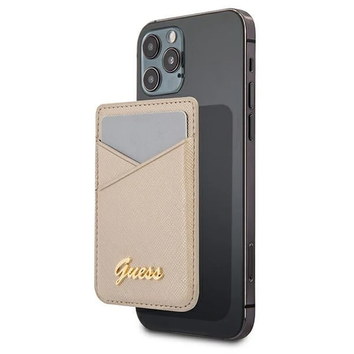 Guess Wallet Card Slot GUWMSSASLGO MagSafe Saffiano gold