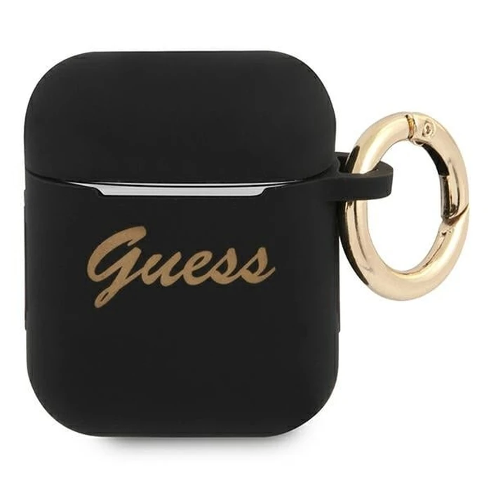 Guess GUA2SSSK Apple AirPods cover black Silicone Vintage Script