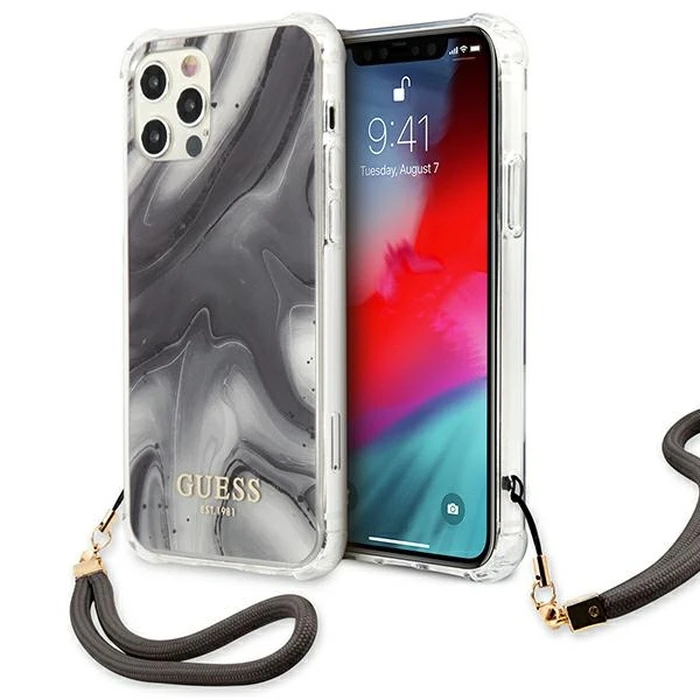 Guess GUHCP12LKSMAGR Apple iPhone 12 Pro Max grey hardcase Marble Collection