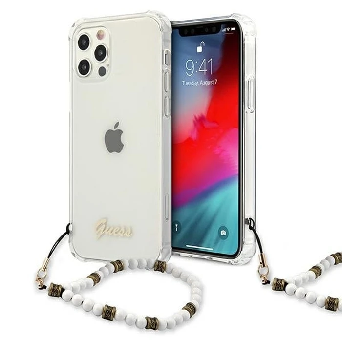 Guess GUHCP12MKPSWH Apple iPhone 12/12 Pro Transparent hardcase White Pearl