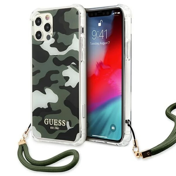 Guess GUHCP12MKSARKA Apple iPhone 12/12 Pro khaki hardcase Camo Collection