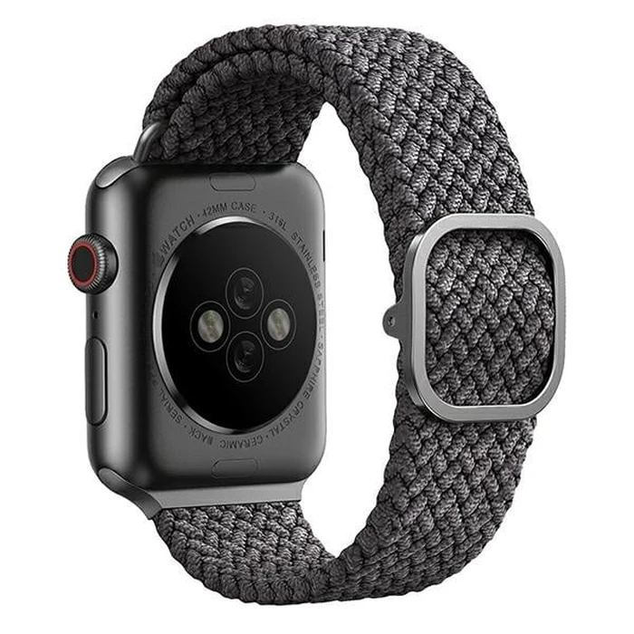 UNIQ Aspen strap Apple Watch 4/5/6/7/SE/8/9/Ultra 44/45/49mm Braided gray/granite grey
