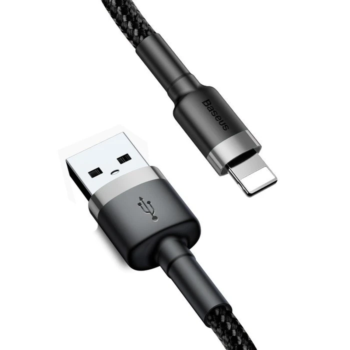 Καλώδιο USB to Lightning Baseus Cafule 2.4A 0.5m (Gray+Black)