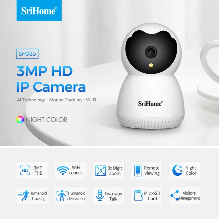 Κάμερα Παρακολούθησης Srihome WI-FI IP HD 3MP