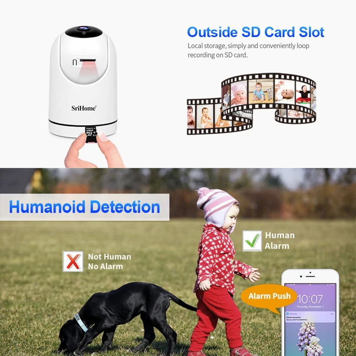 Κάμερα Παρακολούθησης Srihome Wireless HOME SECURITY AI AUTO-TRACKING 2MP