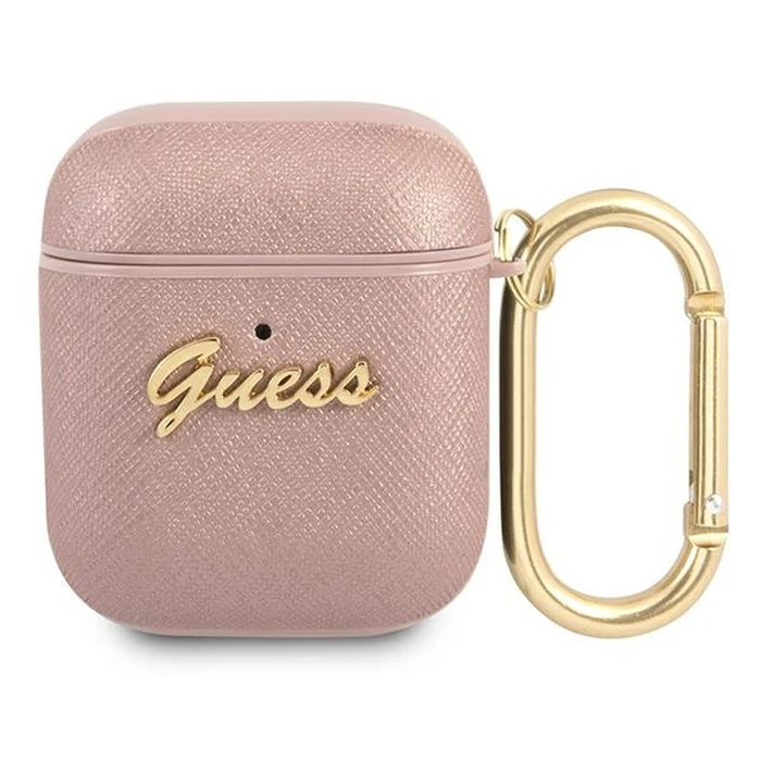 Guess GUA2SASMP Apple AirPods cover pink Saffiano Script Metal Collection