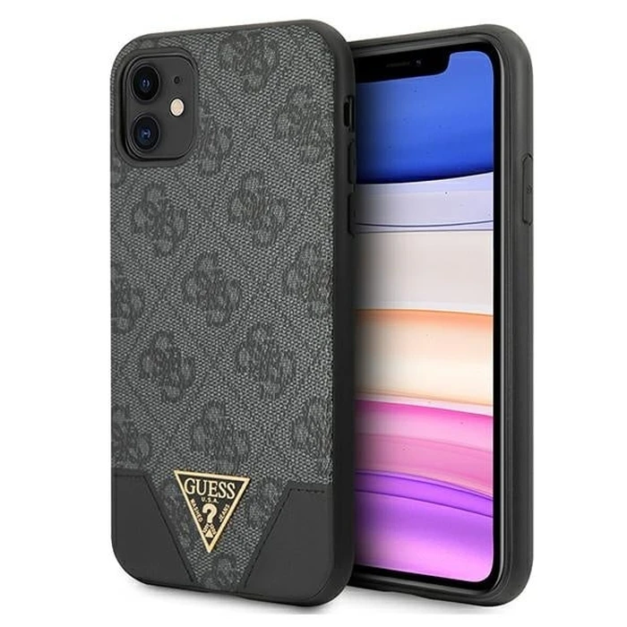 Guess GUHCN61PU4GHBK Apple iPhone 11 gray hardcase 4G Triangle Collection