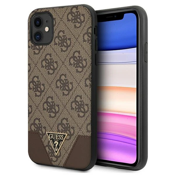 Guess GUHCN61PU4GHBR Apple iPhone 11 brown hardcase 4G Triangle Collection