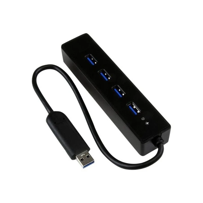 USB Hub StarTech 4 Port USB 3.0 SuperSpeed Hub - Black - Portable external with built-in cable hub - 4 ports