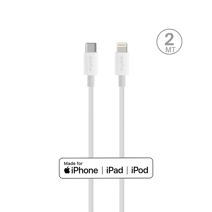 PURO Plain USB-C to Lightning MFi Cable 2m (white)
