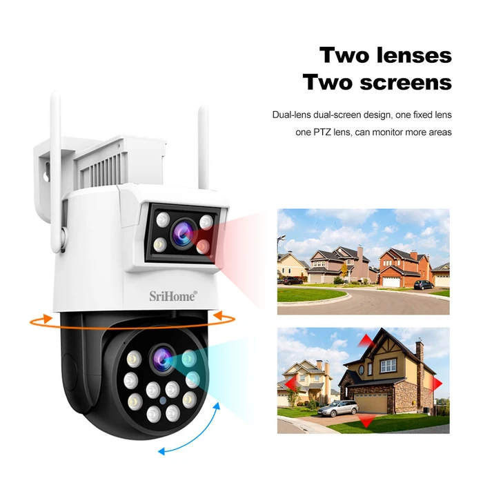 Κάμερα Παρακολούθησης Srihome DUAL LENS PANORAMIC MONITORING IP 2MP+2MP HD