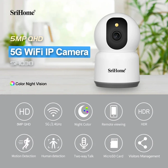 Κάμερα Παρακολούθησης Srihome 5G WIFI IP 5MP QHD