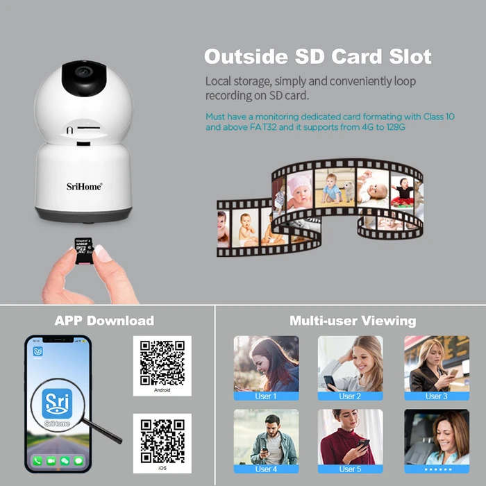 Κάμερα Παρακολούθησης Srihome 5G WIFI IP 5MP QHD