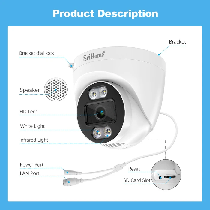 Κάμερα Παρακολούθησης Srihome DOME POE 4MP HD