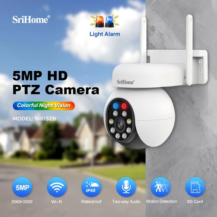Κάμερα Παρακολούθησης Srihome Waterproof WIFI PZT IP 5MP HD