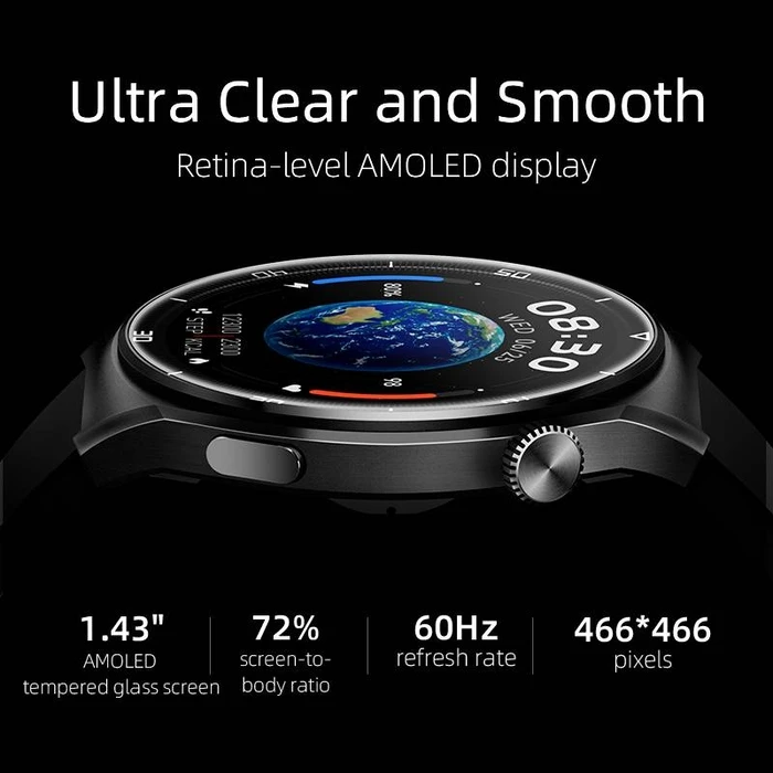 Smartwatch QCY GT S3 Gray - 1,43" HD AMOLED touch 466x466 60Hz Always On Call BT IPX8 14day