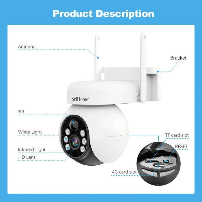 Κάμερα Παρακολούθησης Srihome SOLAR 4G LTE Wireless SECURITY