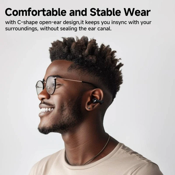 Bluetooth Handsfree QCY Crossky C30 White Open Ear TPU Earclip, Bass Enhance Algo. BT 5.4 Dual Connection 25h