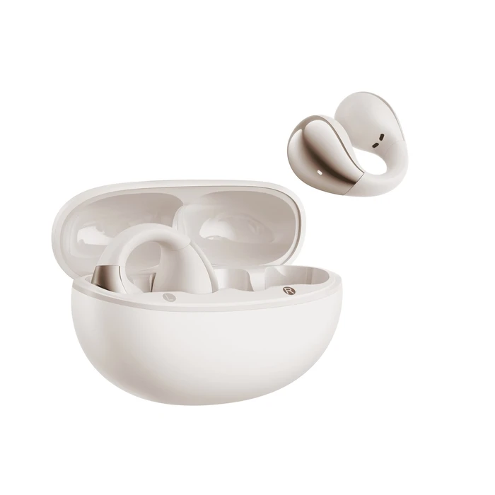 Bluetooth Handsfree QCY Crossky C30 White Open Ear TPU Earclip, Bass Enhance Algo. BT 5.4 Dual Connection 25h