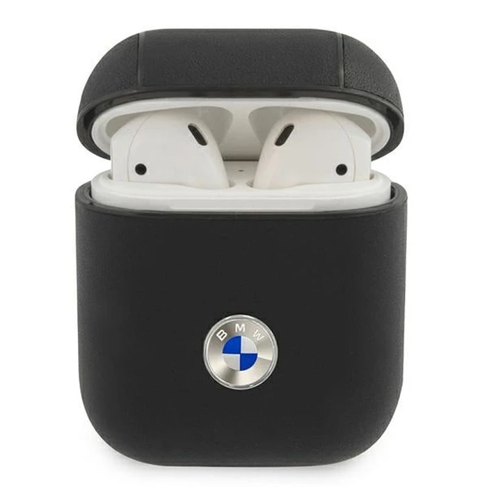 BMW BMA2SSLBK Apple AirPods black Geniune Leather Silver Logo