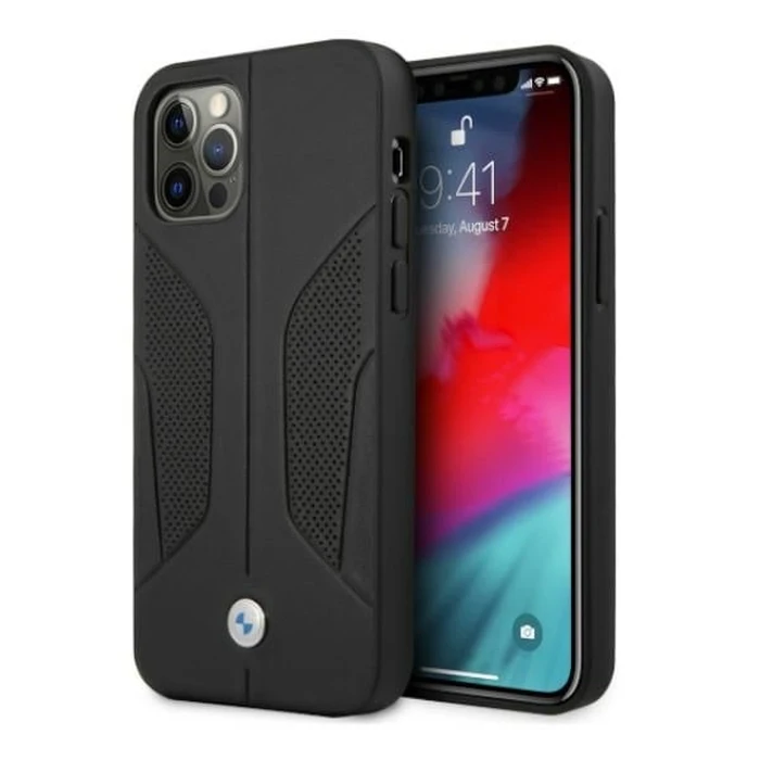 BMW BMHCP12LRSCSK Apple iPhone 12 Pro Max black hardcase Leather Perforate Sides