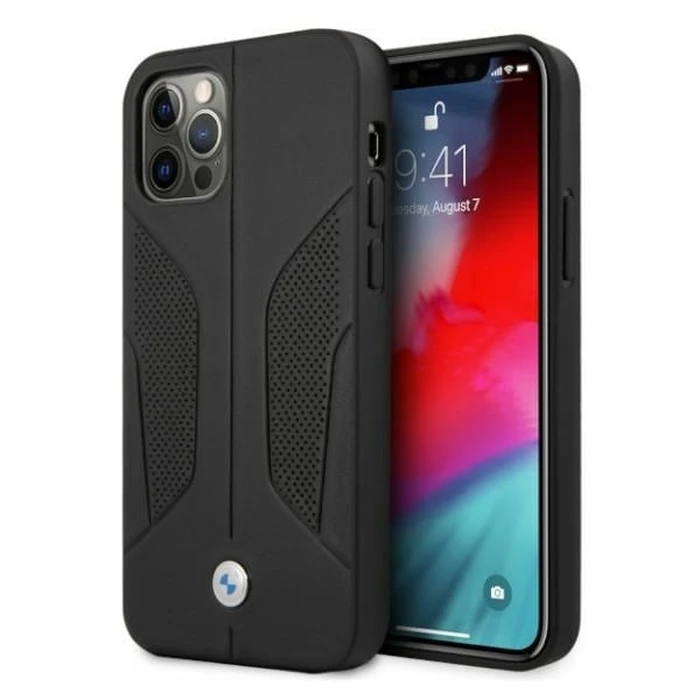 BMW BMHCP12MRSCSK Apple iPhone 12/12 Pro black hardcase Leather Perforate Sides