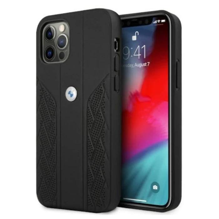 BMW BMHCP12MRSPPK Apple iPhone 12/12 Pro black hardcase Leather Curve Perforate