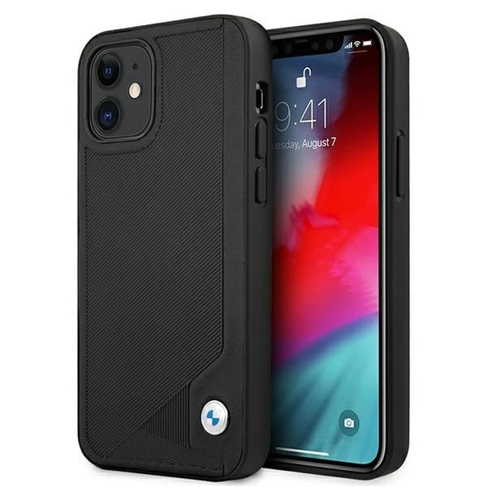 BMW BMHCP12SRCDPK Apple iPhone 12 mini black hardcase Leather Deboss