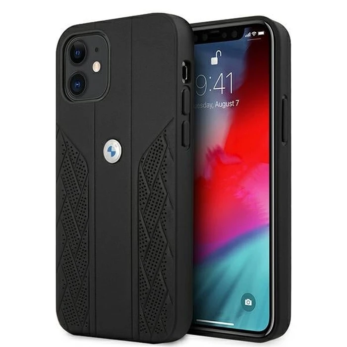 BMW BMHCP12SRSPPK Apple iPhone 12 mini black hardcase Leather Curve Perforate