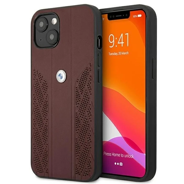 BMW BMHCP13MRSPPR Apple iPhone 13 red hardcase Leather Curve Perforate