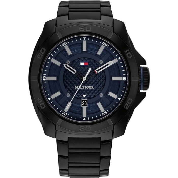 Ανδρικό Ρολόι Tommy Hilfiger 1792139 (49mm) Μεταλλικό Μπρασελέ Μαύρο