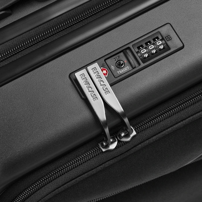 Rivacase Black Travel Suitcase with 4 Wheels (Model 8180)