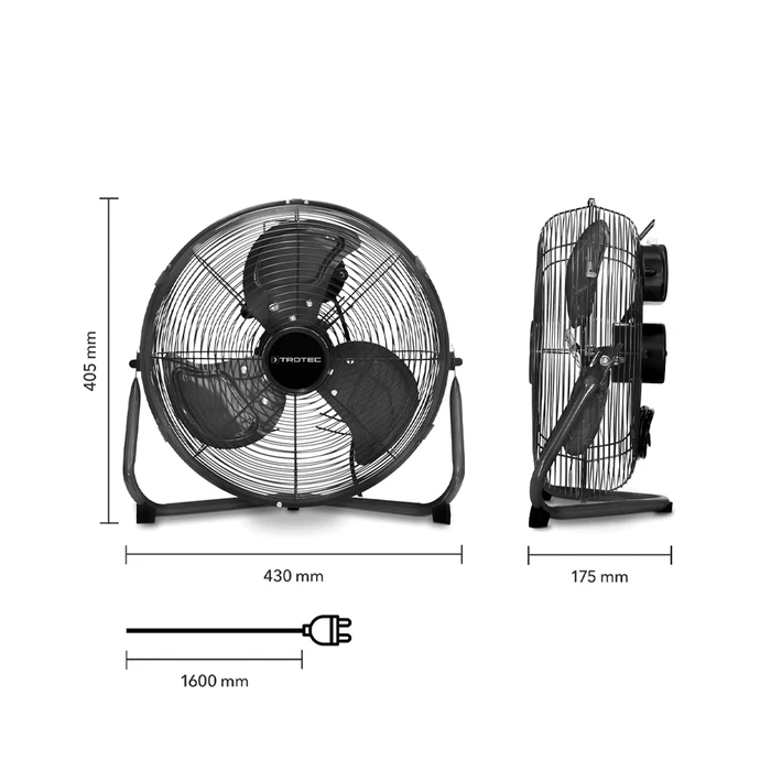 Ανεμιστήρας δαπέδου 59.5W 35cm TVM15 TROTEC Μαύρος