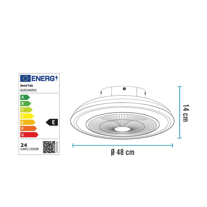 Ανεμιστήρας οροφής με LED φως 48εκ DC μοτέρ 36W 862200 DICTRO LUX Λευκός