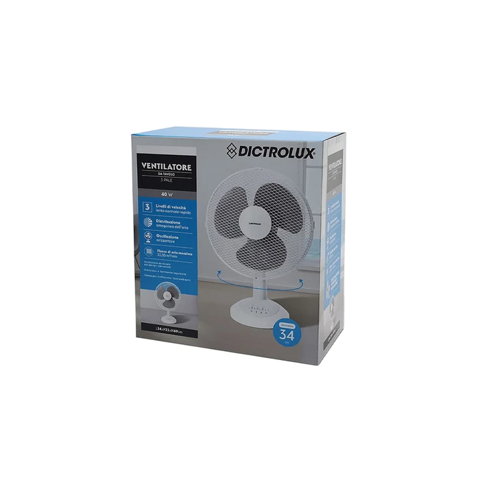 DICTRO LUX Desk Fan 34 cm, 3 Blades, 40W (Model 586001, SKU 180083)