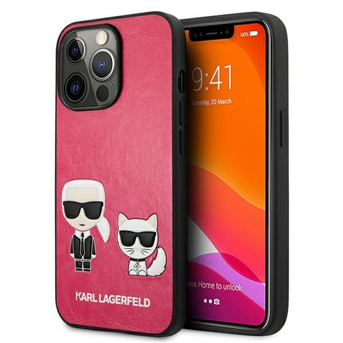 Karl Lagerfeld KLHCP13LPCUSKCP Apple iPhone 13 Pro fushia hardcase Ikonik Karl & Choupette