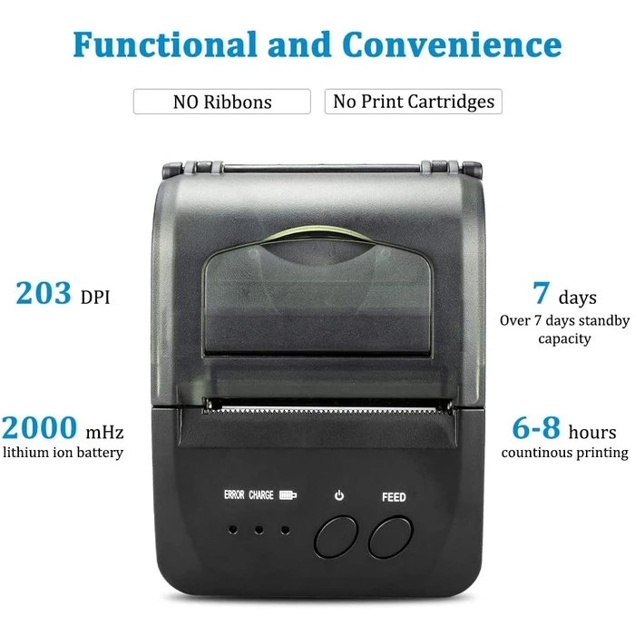 Θερμικός Εκτυπωτής Αποδείξεων Netum Wireless BT THERMAL Portable 2' 58mm MINI USB POS