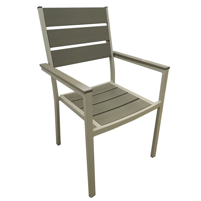 Aluminium chair with Polywood synthetic wood light grey - with arms