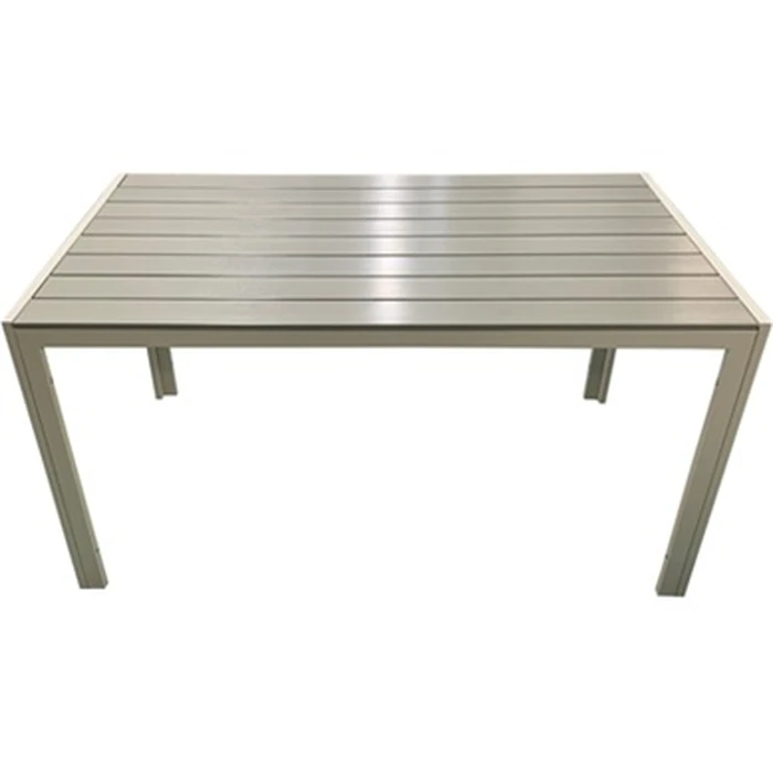 Aluminium Garden Table with Polywood Synthetic Wood - Light Grey - L140 x W80 x H72 cm