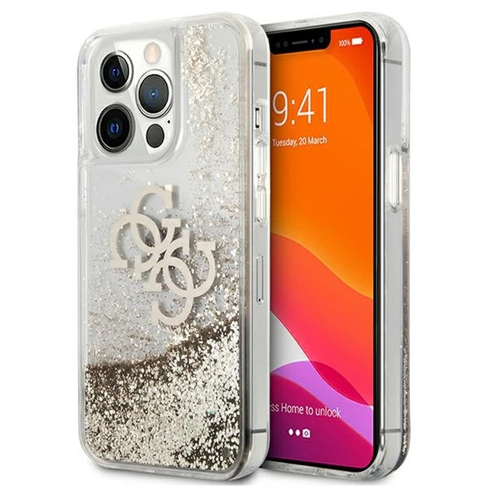 Guess GUHCP13XLG4GGO Apple iPhone 13 Pro Max gold hardcase 4G Big Liquid Glitter