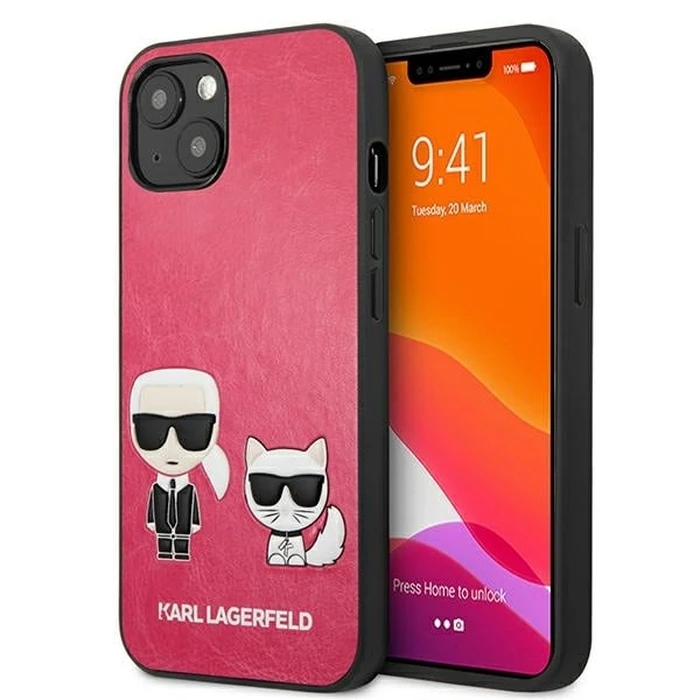 Karl Lagerfeld KLHCP13SPCUSKCP Apple iPhone 13 mini fushia hardcase Ikonik Karl & Choupette