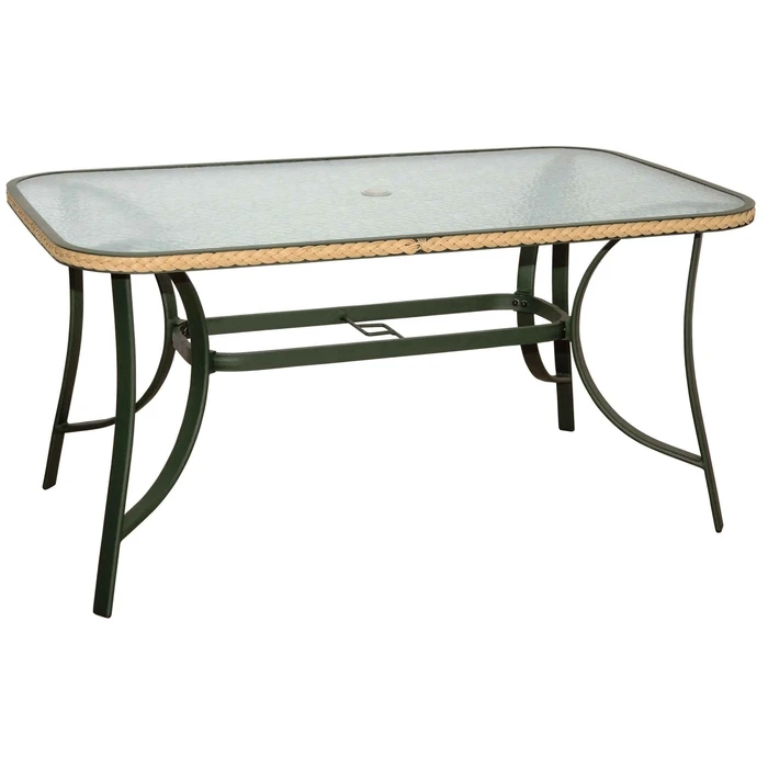 Velco Aluminum Garden Table Anthracite with Glass Top & Parasol Hole - L120 x W70 x H71 cm