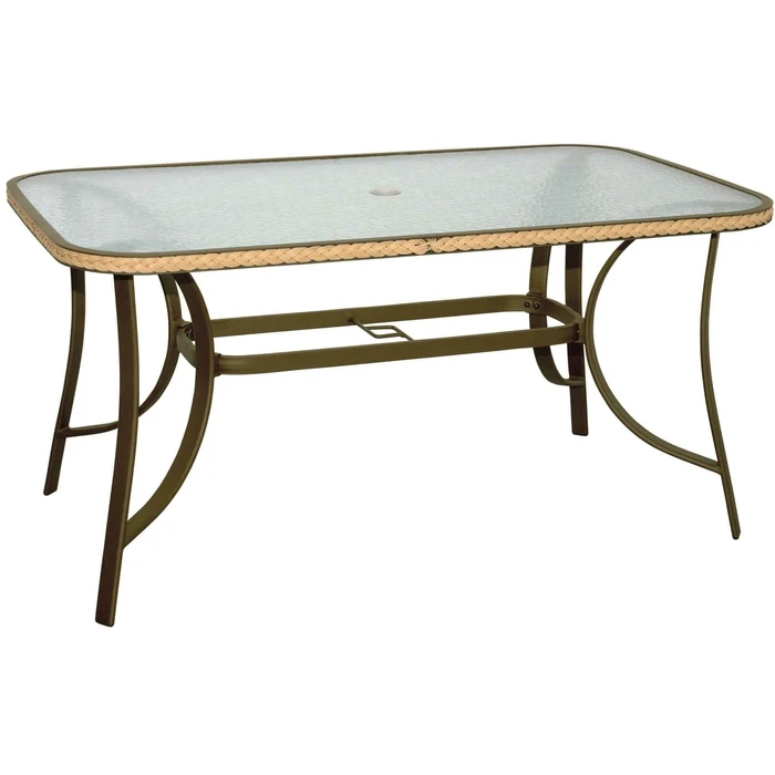 Velco Aluminum Garden Table Bronze with Glass Top and Decorative Legs - L120 x W70 x H71 cm