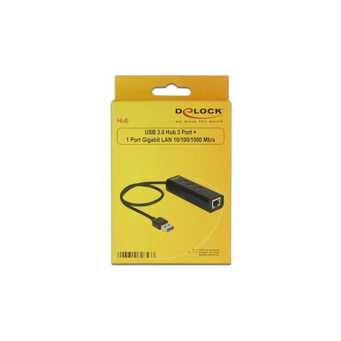 USB Hub Delock USB 3.0 1x Gigabit LAN 3 Θυρών