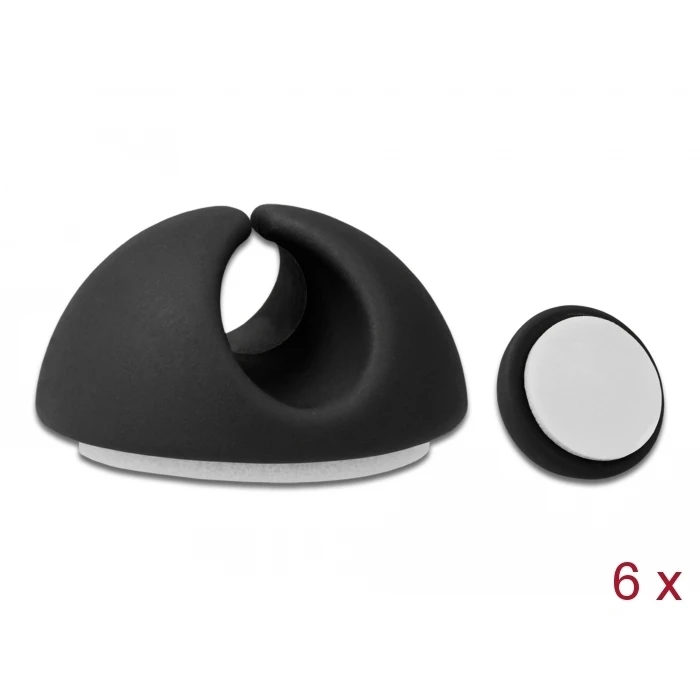 Οργανωτής Καλωδίων Delock Σιλικόνης 18342, 1 θέση, Φ6.5mm, μαύρο, 6τμχ