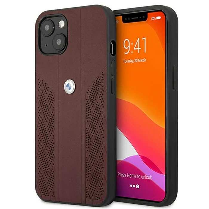 BMW BMHCP13SRSPPR Apple iPhone 13 mini red hardcase Leather Curve Perforate