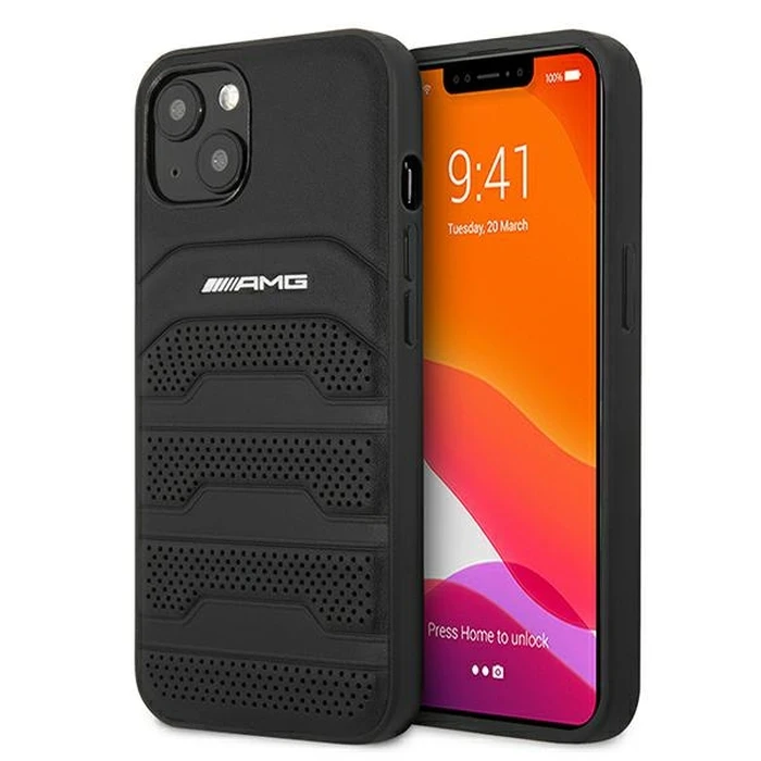 Mercedes AMG AMHCP13SGSEBK Apple iPhone 13 mini black hardcase Leather Debossed Lines
