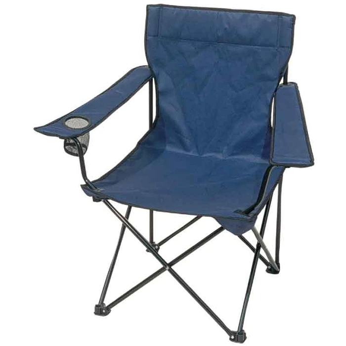 Blue Folding Metal Chair Polyester PE 600D with Carry Bag